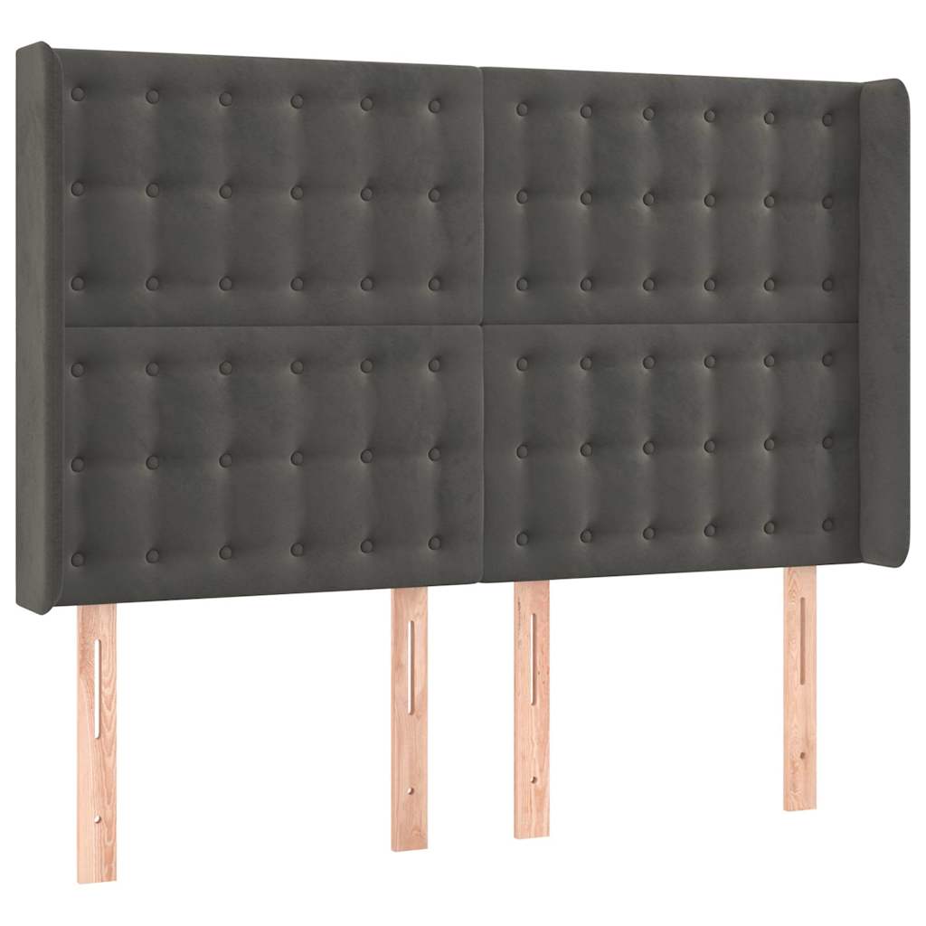 Vidaxl hoofdbord met randen 147x16x118 128 cm fluweel donkergrijs