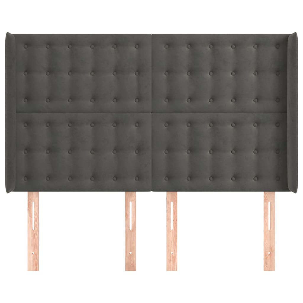 Vidaxl hoofdbord met randen 147x16x118 128 cm fluweel donkergrijs