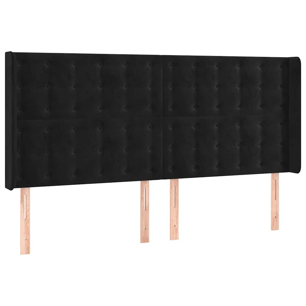 Vidaxl hoofdbord met randen 183x16x118 128 cm fluweel zwart