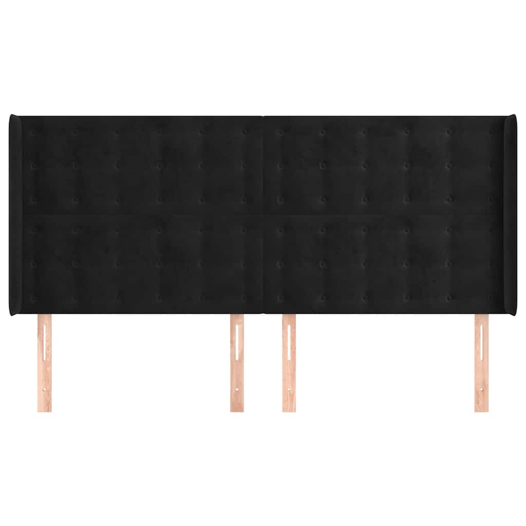 Vidaxl hoofdbord met randen 183x16x118 128 cm fluweel zwart