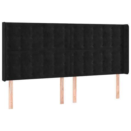 Vidaxl hoofdbord met randen 203x16x118 128 cm fluweel zwart
