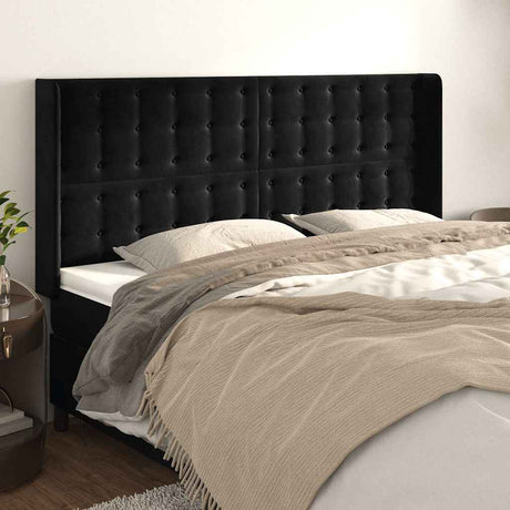 Vidaxl hoofdbord met randen 203x16x118 128 cm fluweel zwart