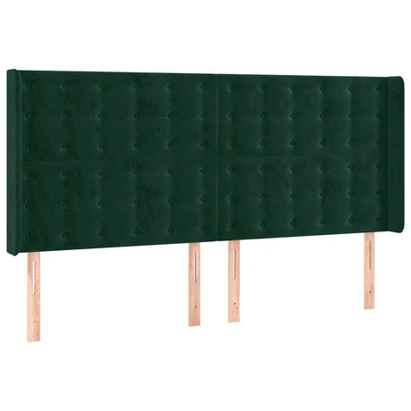Vidaxl hoofdbord met randen 203x16x118 128 cm fluweel donkergroen