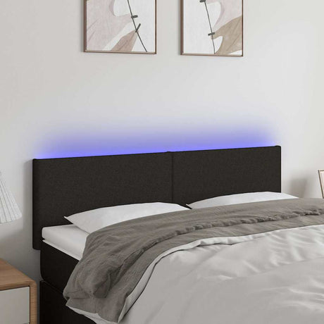 Vidaxl hoofdbord led 144x5x78 88 cm stof zwart
