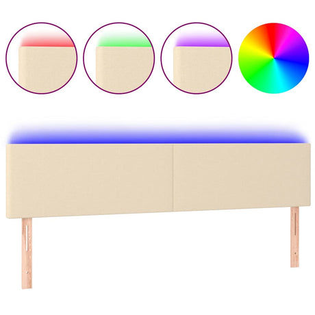 Vidaxl hoofdbord led 180x5x78 88 cm stof crèmekleurig