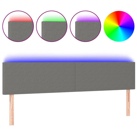 Vidaxl hoofdbord led 200x5x78 88 cm stof donkergrijs