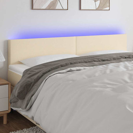 Vidaxl hoofdbord led 200x5x78 88 cm stof crèmekleurig