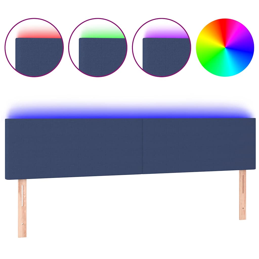 Vidaxl hoofdbord led 200x5x78 88 cm stof blauw