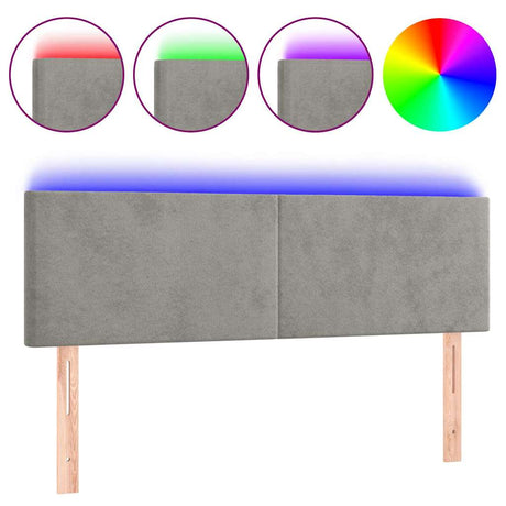 Vidaxl hoofdbord led 144x5x78 88 cm fluweel lichtgrijs