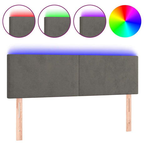 Vidaxl hoofdbord led 144x5x78 88 cm fluweel donkergrijs