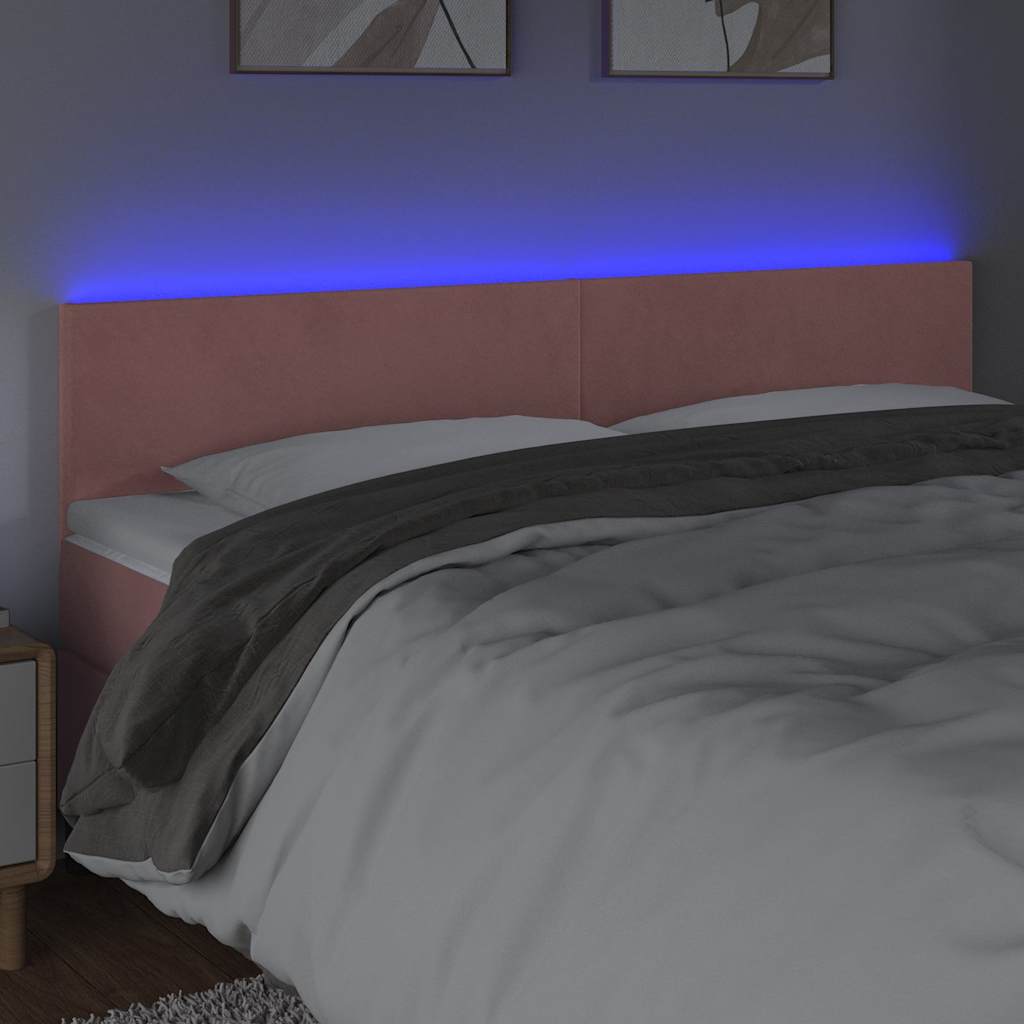 Vidaxl hoofdbord led 180x5x78 88 cm fluweel roze