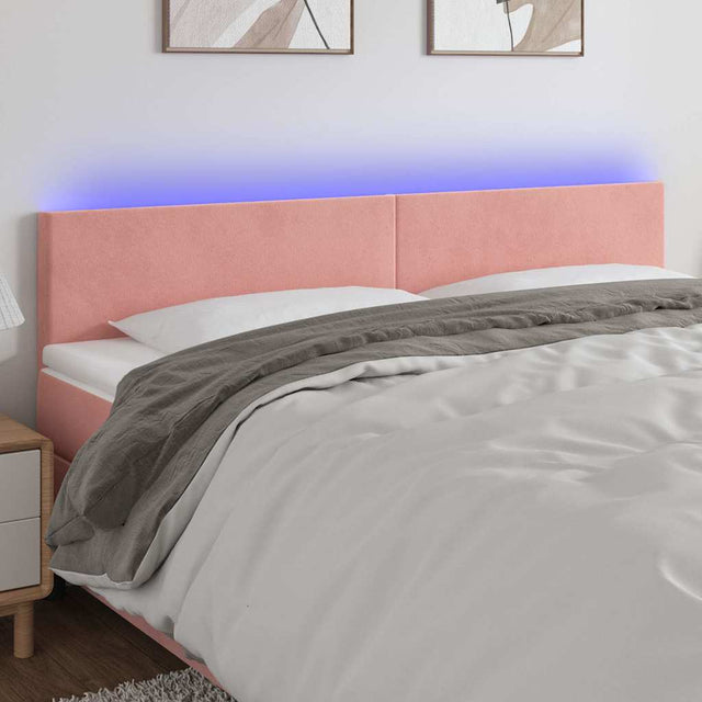 Vidaxl hoofdbord led 180x5x78 88 cm fluweel roze