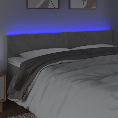 Vidaxl hoofdbord led 200x5x78 88 cm fluweel lichtgrijs