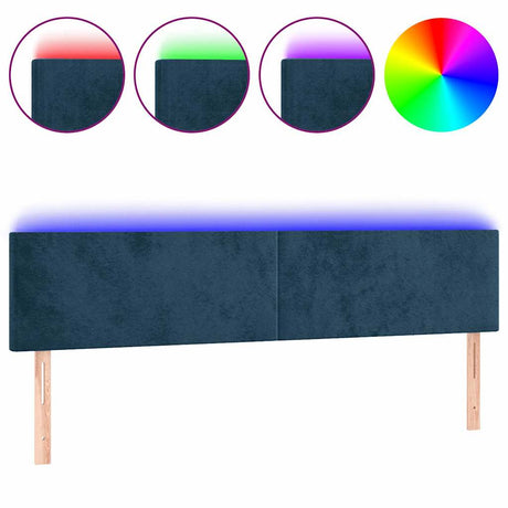 Vidaxl hoofdbord led 200x5x78 88 cm fluweel donkerblauw