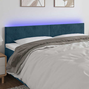 Vidaxl hoofdbord led 200x5x78 88 cm fluweel donkerblauw