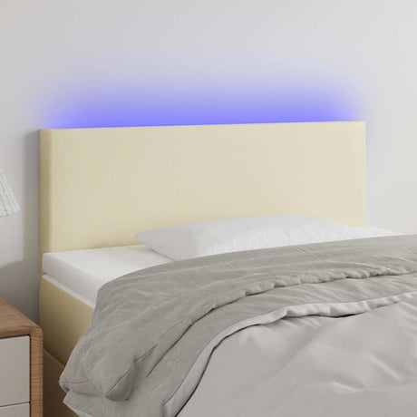 Vidaxl hoofdbord led 80x5x78 88 cm kunstleer crèmekleurig
