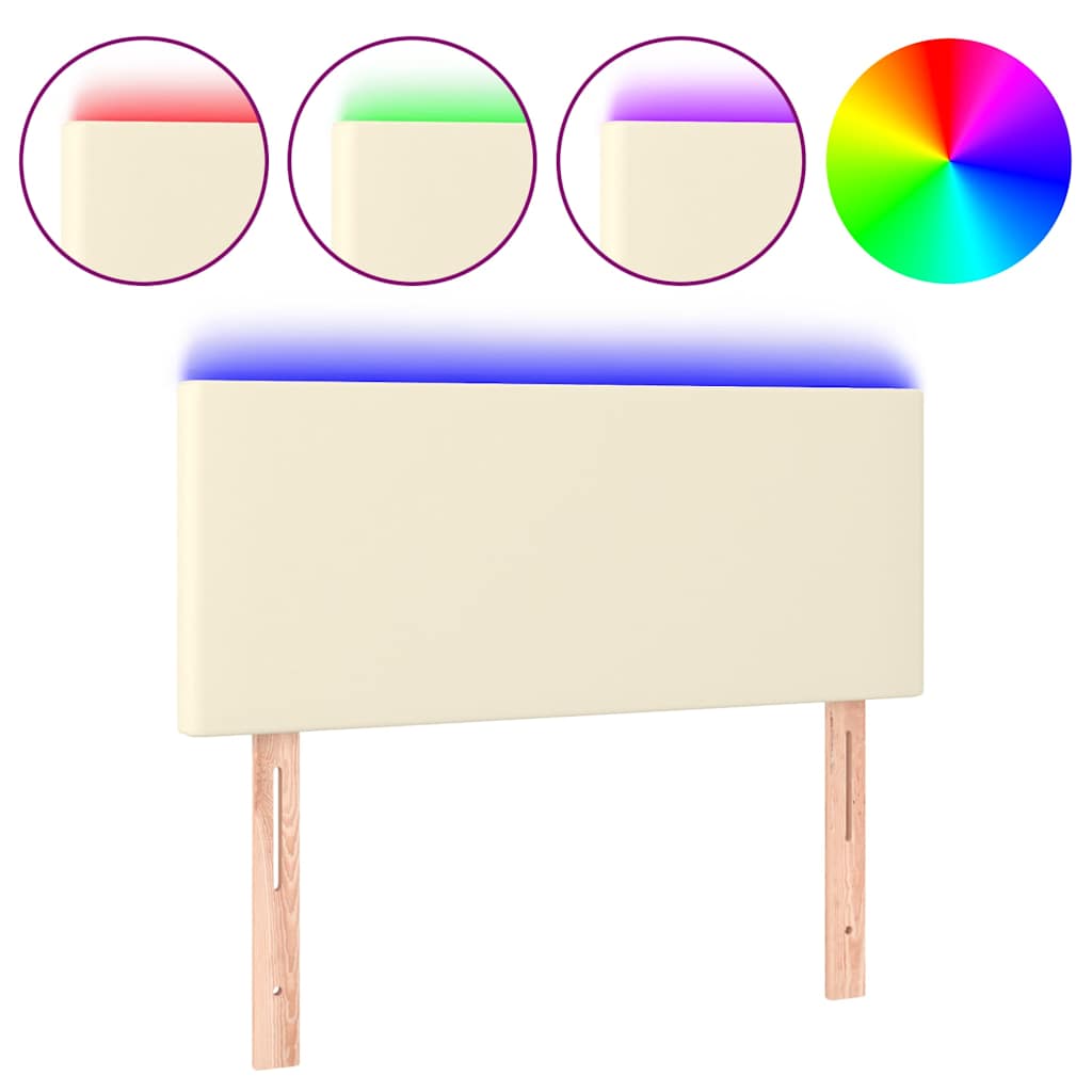 Vidaxl hoofdbord led 100x5x78 88 cm kunstleer crèmekleurig