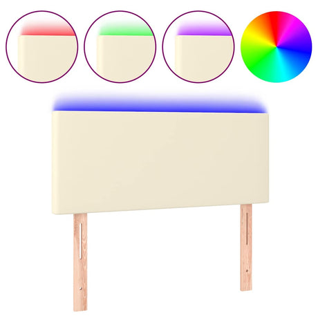 Vidaxl hoofdbord led 100x5x78 88 cm kunstleer crèmekleurig