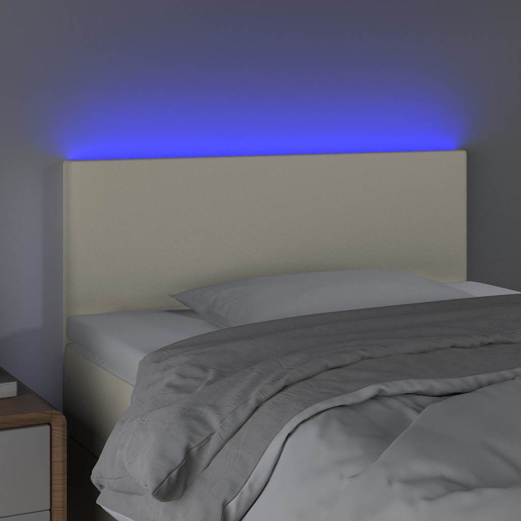 Vidaxl hoofdbord led 100x5x78 88 cm kunstleer crèmekleurig