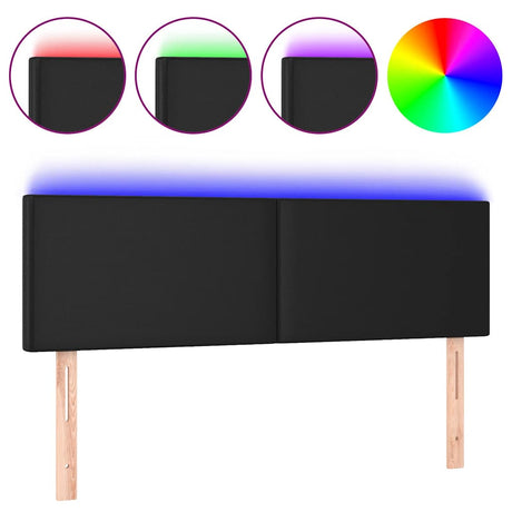 Vidaxl hoofdbord led 144x5x78 88 cm kunstleer zwart