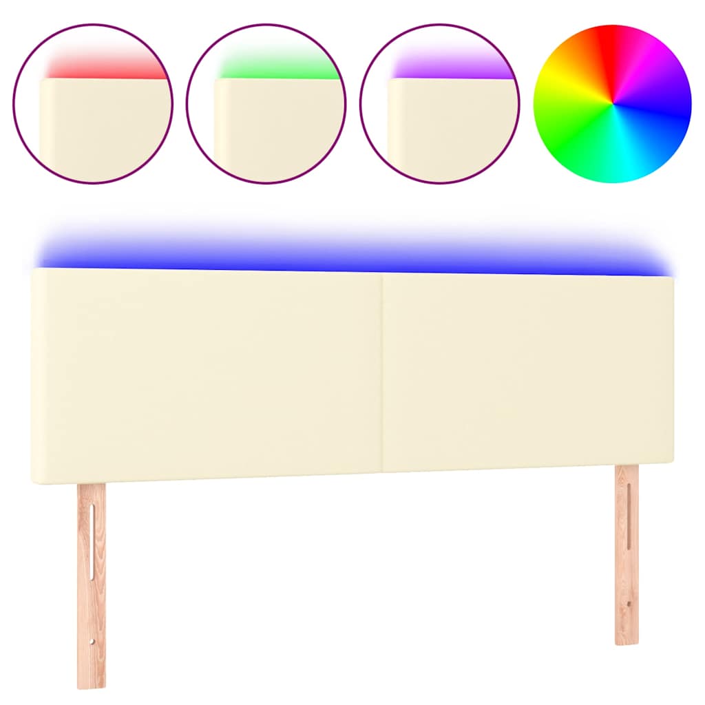 Vidaxl hoofdbord led 144x5x78 88 cm kunstleer crèmekleurig