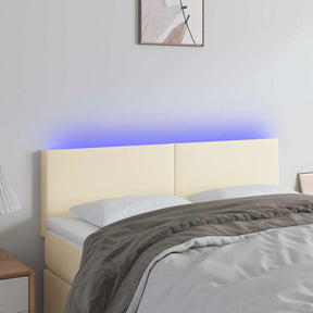 Vidaxl hoofdbord led 144x5x78 88 cm kunstleer crèmekleurig