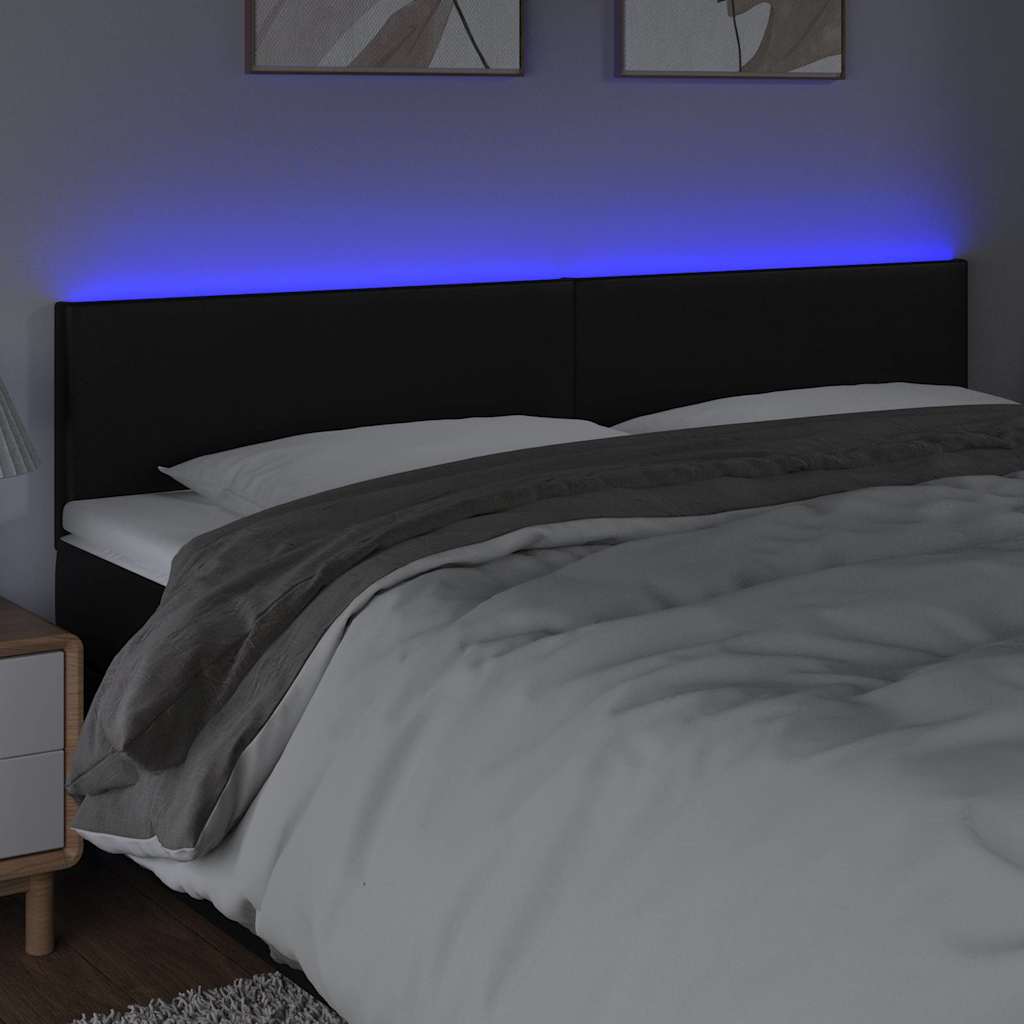 Vidaxl hoofdbord led 180x5x78 88 cm kunstleer zwart