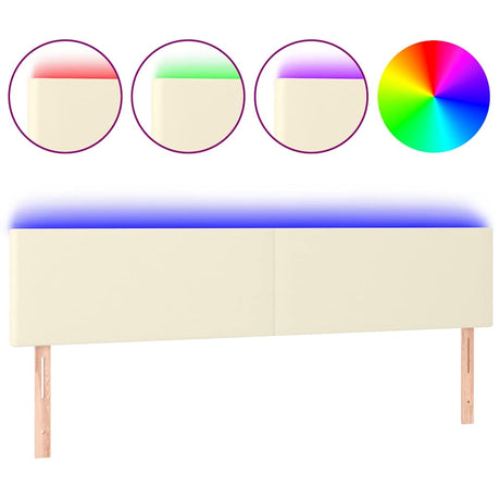 Vidaxl hoofdbord led 180x5x78 88 cm kunstleer crèmekleurig
