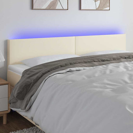 Vidaxl hoofdbord led 180x5x78 88 cm kunstleer crèmekleurig