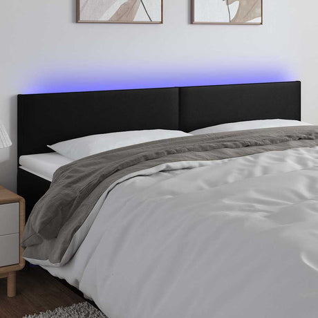 Vidaxl hoofdbord led 200x5x78 88 cm kunstleer zwart