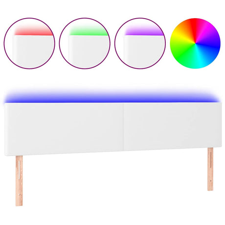 Vidaxl hoofdbord led 200x5x78 88 cm kunstleer wit