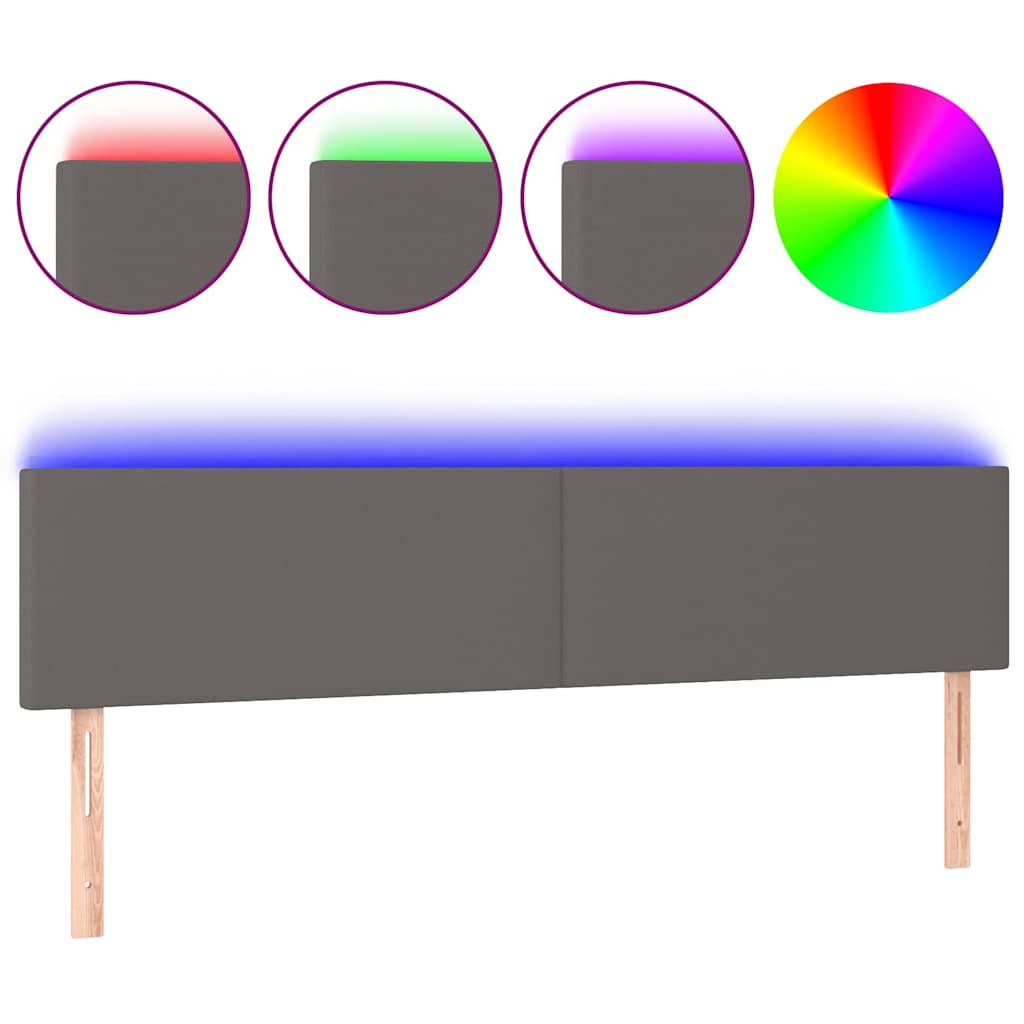 Vidaxl hoofdbord led 200x5x78 88 cm kunstleer grijs