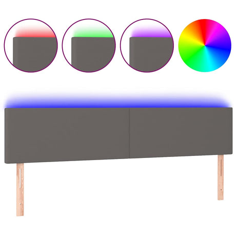 Vidaxl hoofdbord led 200x5x78 88 cm kunstleer grijs