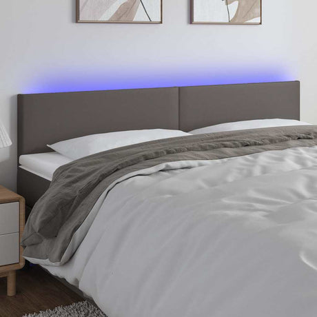Vidaxl hoofdbord led 200x5x78 88 cm kunstleer grijs