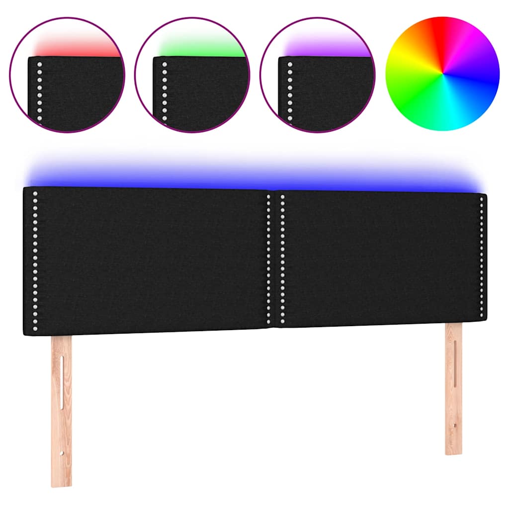Vidaxl hoofdbord led 144x5x78 88 cm stof zwart