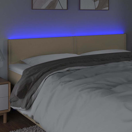 Vidaxl hoofdbord led 180x5x78 88 cm stof crèmekleurig