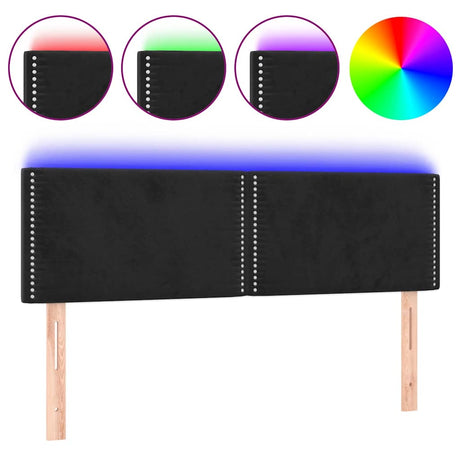 Vidaxl hoofdbord led 144x5x78 88 cm fluweel zwart