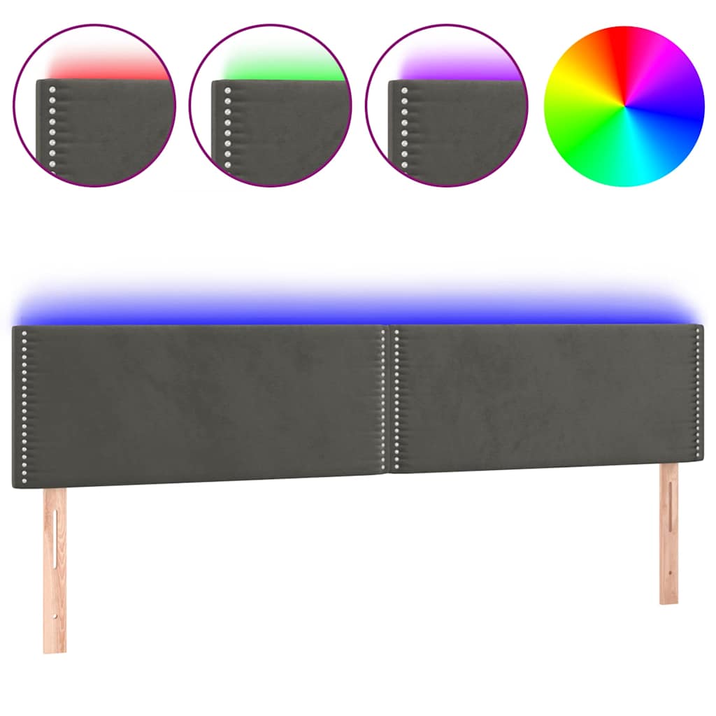 Vidaxl hoofdbord led 180x5x78 88 cm fluweel donkergrijs