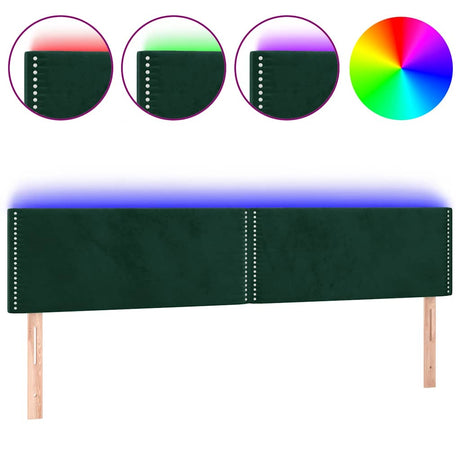 Vidaxl hoofdbord led 180x5x78 88 cm fluweel donkergroen