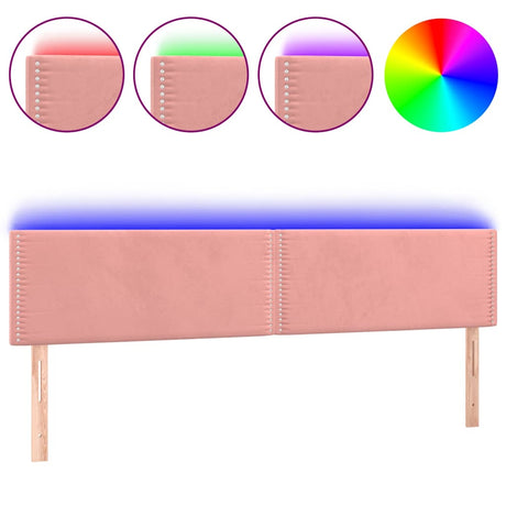 Vidaxl hoofdbord led 200x5x78 88 cm fluweel roze