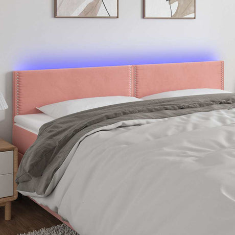 Vidaxl hoofdbord led 200x5x78 88 cm fluweel roze