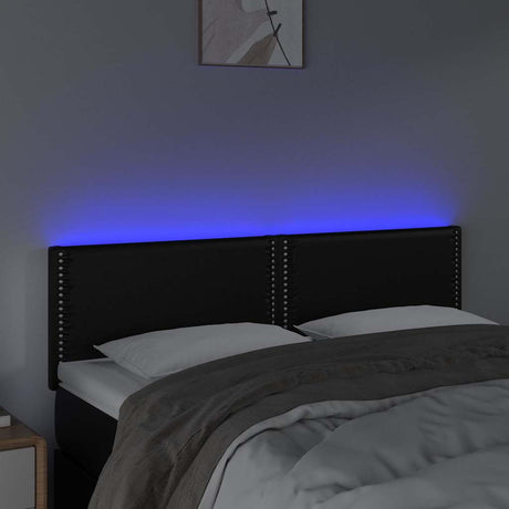 Vidaxl hoofdbord led 144x5x78 88 cm kunstleer zwart