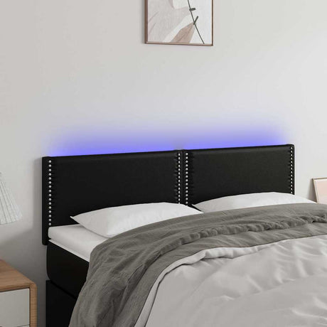 Vidaxl hoofdbord led 144x5x78 88 cm kunstleer zwart