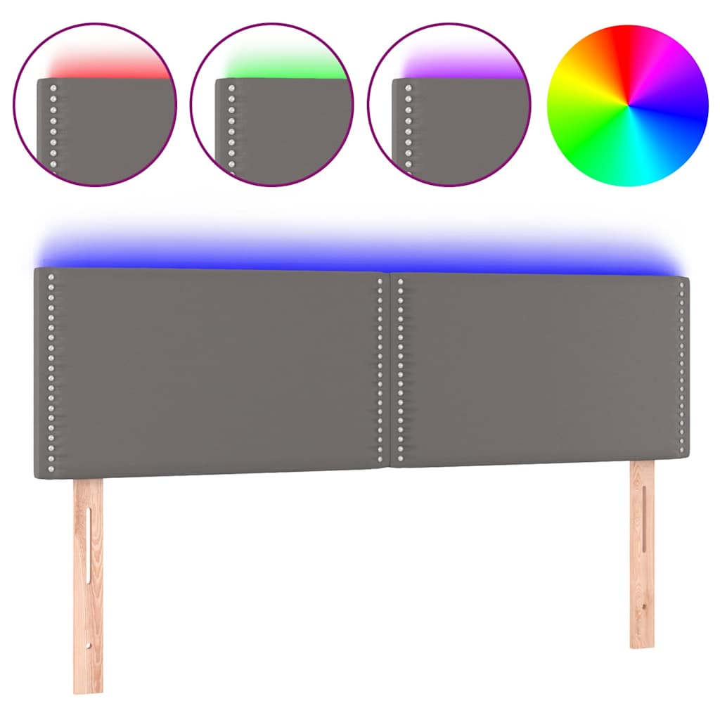 Vidaxl hoofdbord led 144x5x78 88 cm kunstleer grijs