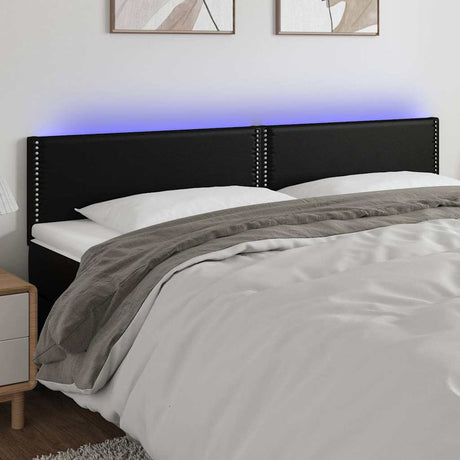 Vidaxl hoofdbord led 200x5x78 88 cm kunstleer zwart