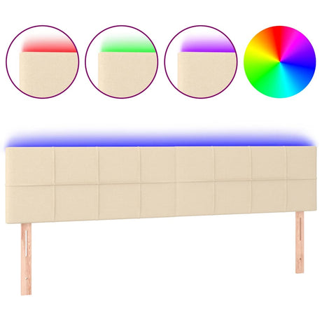 Vidaxl hoofdbord led 160x5x78 88 cm stof crèmekleurig