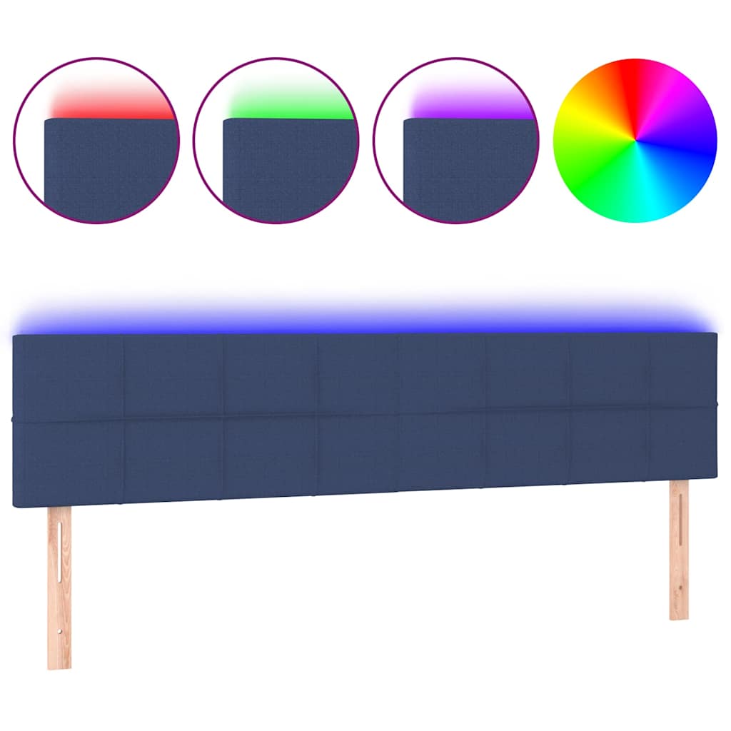 Vidaxl hoofdbord led 160x5x78 88 cm stof blauw