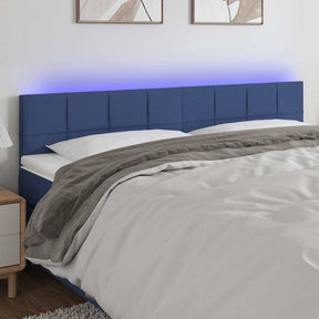 Vidaxl hoofdbord led 160x5x78 88 cm stof blauw