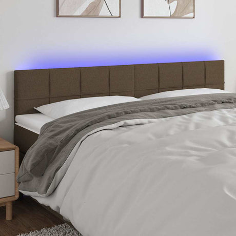 Vidaxl hoofdbord led 200x5x78 88 cm stof donkerbruin