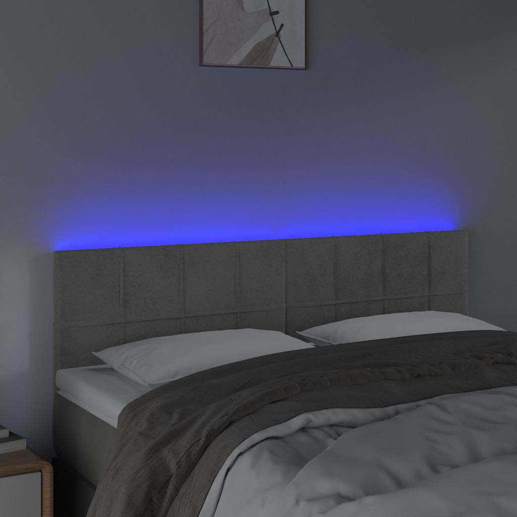 Vidaxl hoofdbord led 144x5x78 88 cm fluweel lichtgrijs